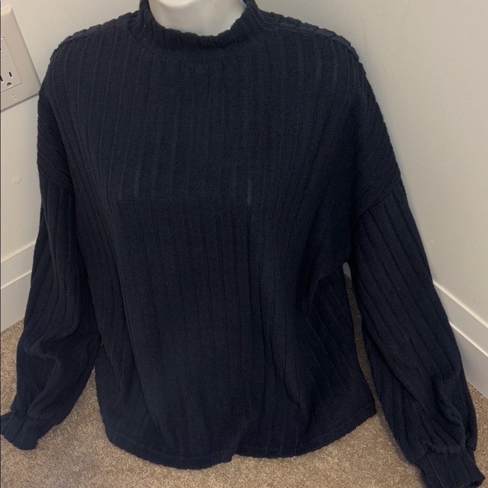 SHEIN Frenchy Blue Large Ribbed knit mock neck pullover Sweater - Picture 4 of 13